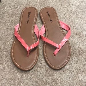Coral flip flops